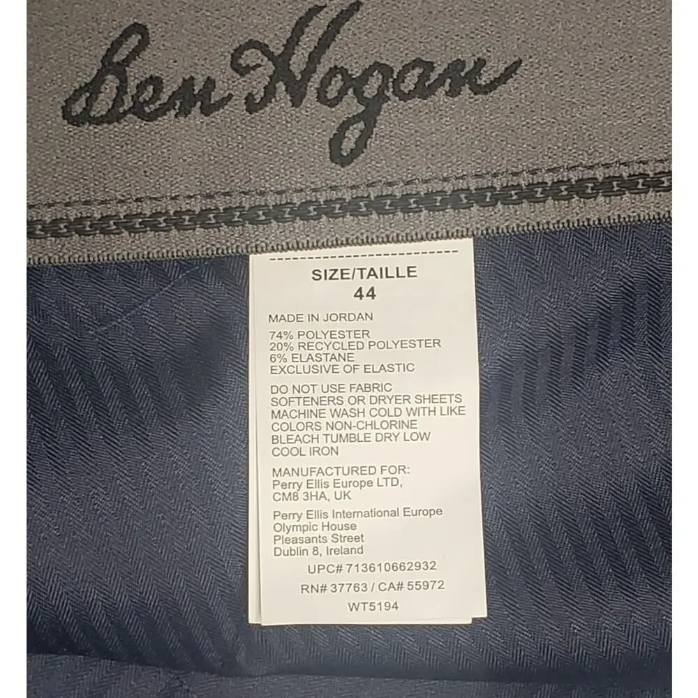 Ben Hogan Performance Golf Shorts 44 Tall Navy Micro‑Diamond UPF 50 Stretch NWT